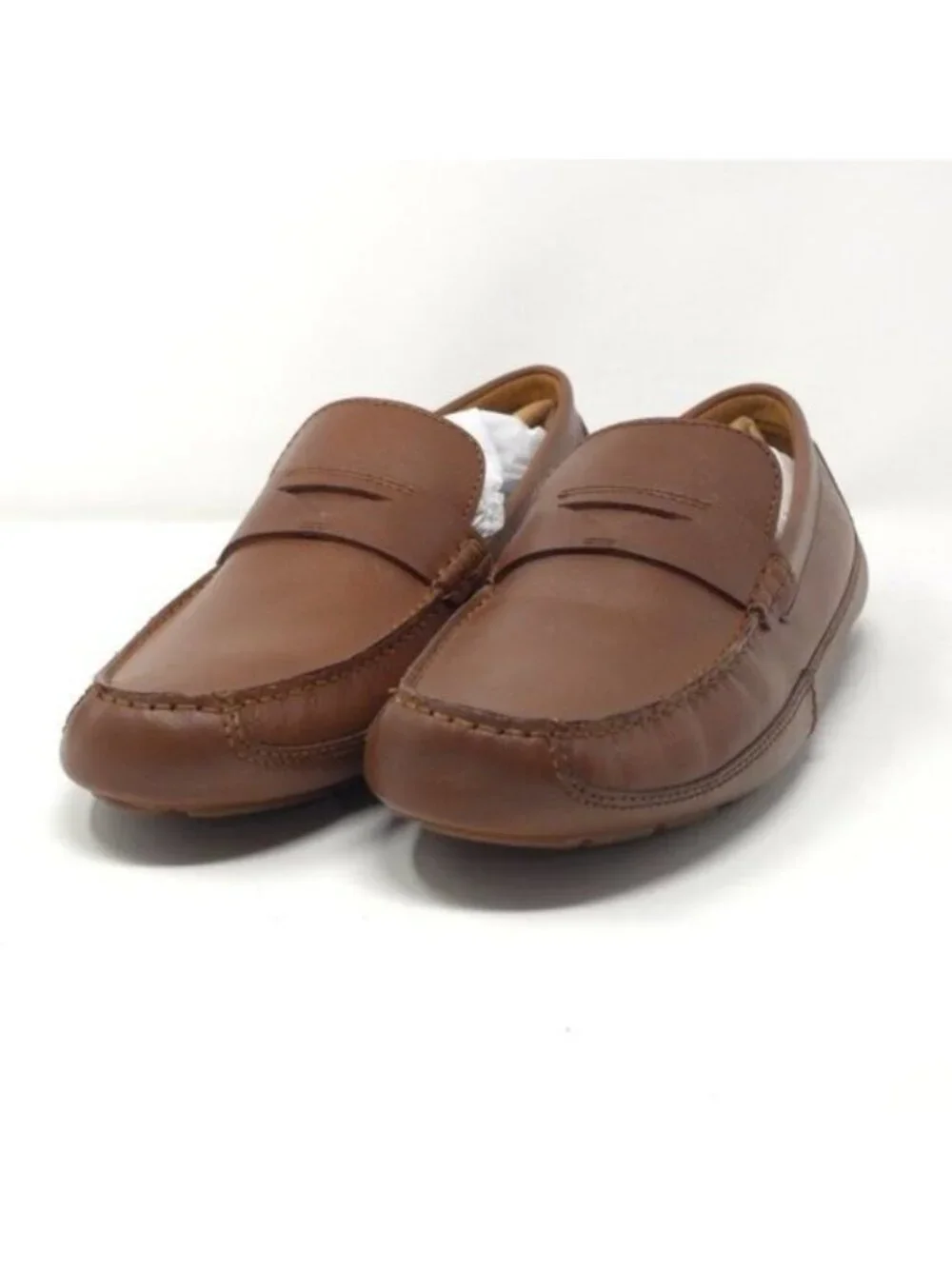 Clarks Markman Way Dark Tan Leather Loafer Slip On Shoes 9.5M